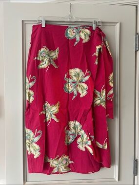 Faherty Magenta Floral Wrap Skirt